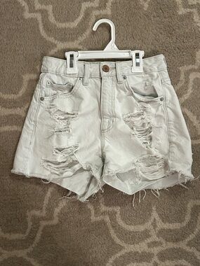 Garage White Distressed Denim Shorts, size 00